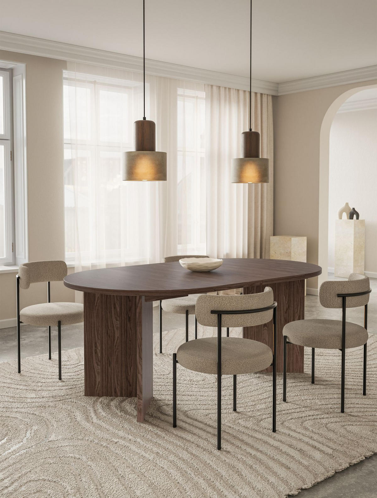 ESSTISCH Selsey Ovo rund, Holzoptik Nussbaum Wisconsin, ausziehbar, 110–190 × 110 cm - Nussbaumfarben, Holzwerkstoff (109.6/109.6/75cm) - Selsey