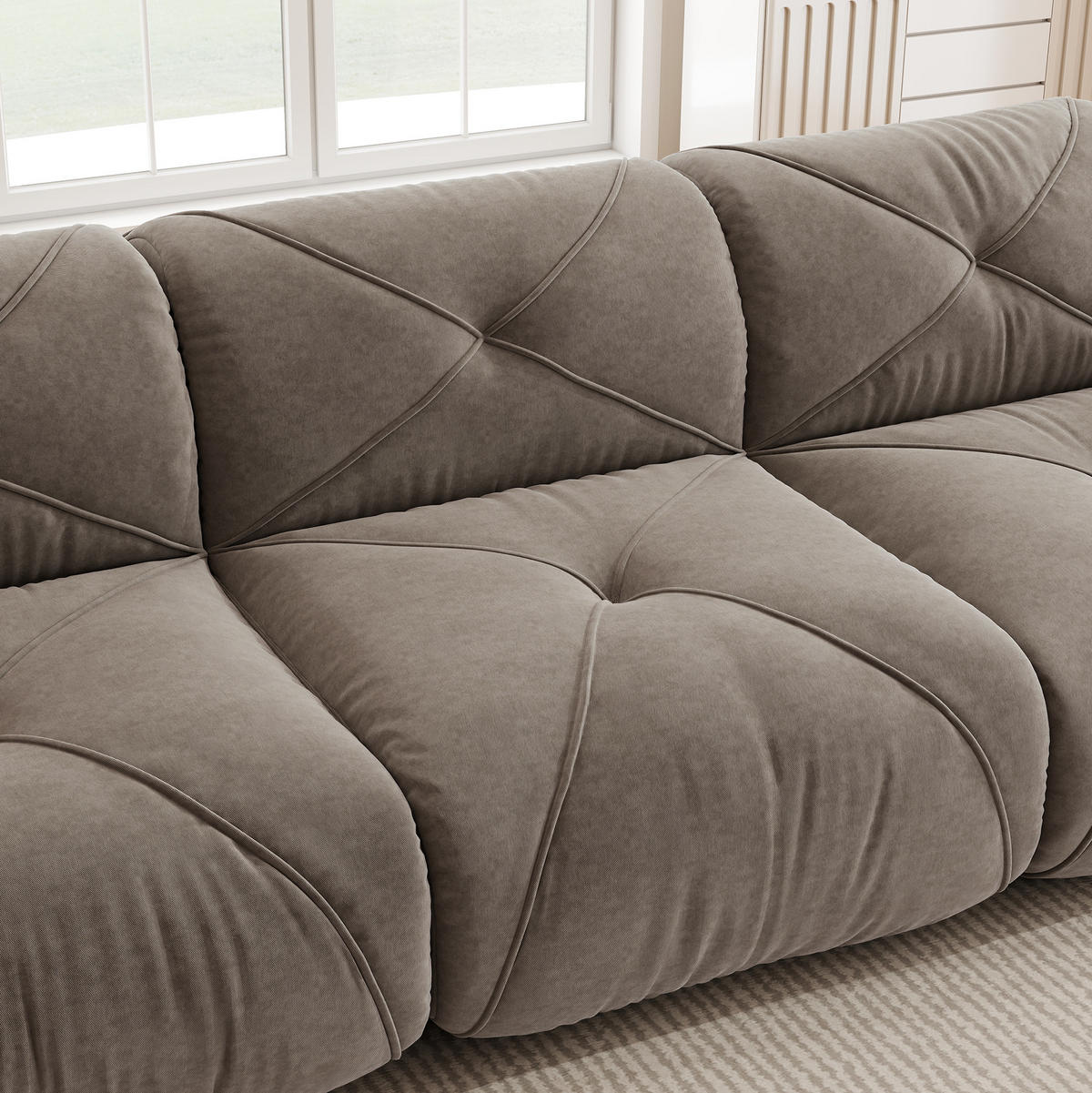 SOFA modulares rahmenloses Chenille-Sofa Brown 3 Pakete - Grau, Kunststoff (95/76/358cm) - Meubliv