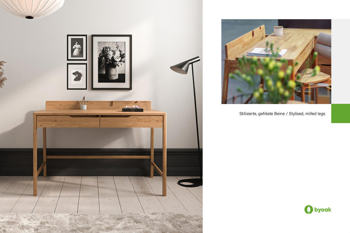 SCHREIBTISCH PAUL - Wildeiche, Holz (65/120/86cm) - byoak