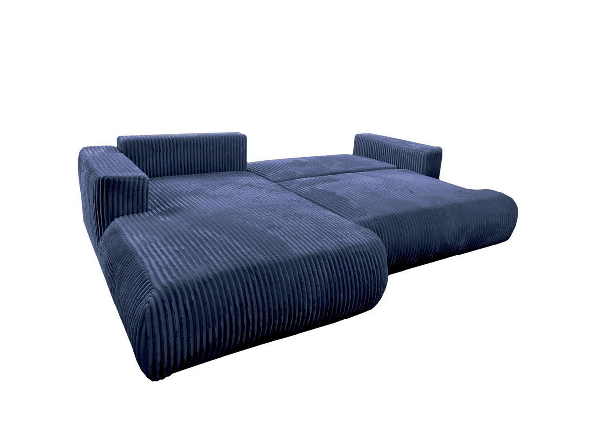 ECKSOFA Luna L links Dunkelblau aus Cord - Dunkelblau, Textil (271/195cm) - KS Home Concept