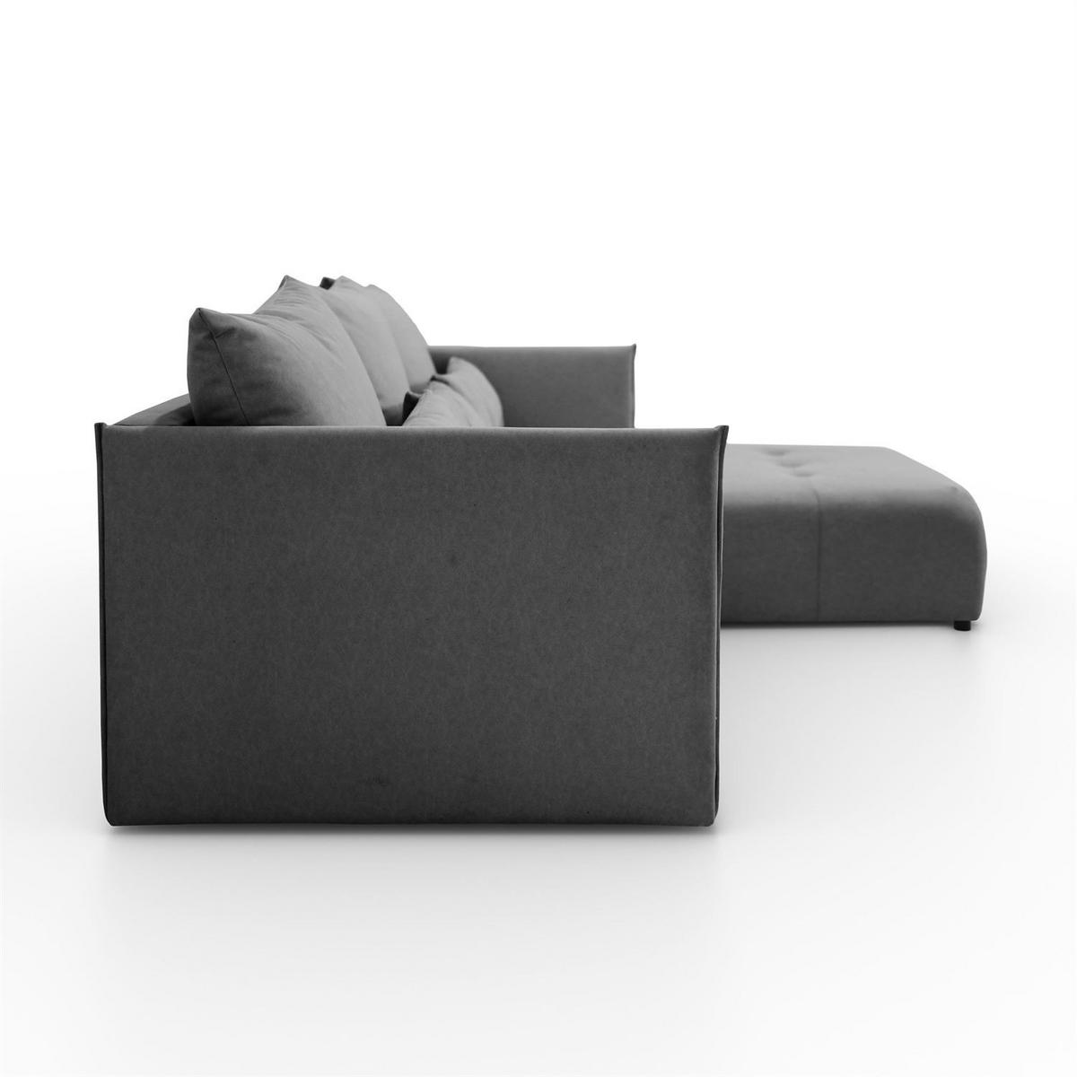 ECKSOFA APOLLO L mit Schlaffunktion und Bettkasten – rechte Seite - Graphitfarben, Textil (246/188cm) - Lookway