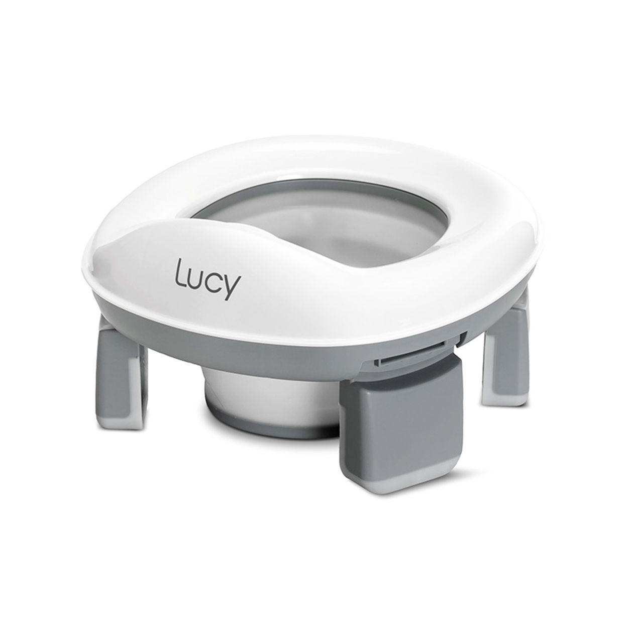 TOILETTENTRAINER Lucy 2 in 1 grau Toilettensitz, Einwegbeutel, Spritzschutz, Reisetasche, Gummibasis - Grau, Kunststoff (28/25cm) - Lorelli