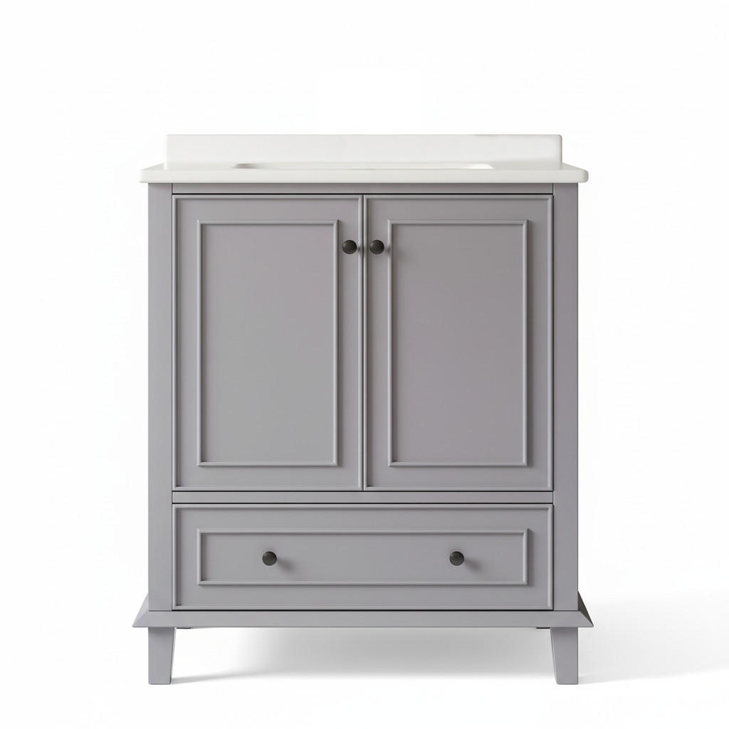 WASCHTISCHKOMBI Schwarz mit Doppelbecken & 2 Schubladen - Grau, Keramik/Holzwerkstoff (76/87/46cm) - Urban Meuble