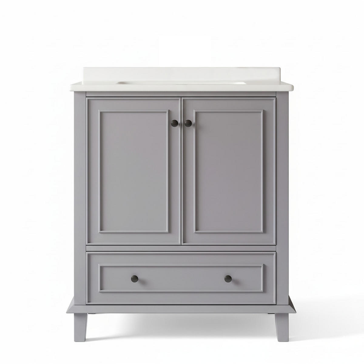 WASCHTISCHKOMBI Schwarz mit Doppelbecken & 2 Schubladen - Grau, Keramik/Holzwerkstoff (76/87/46cm) - Urban Meuble