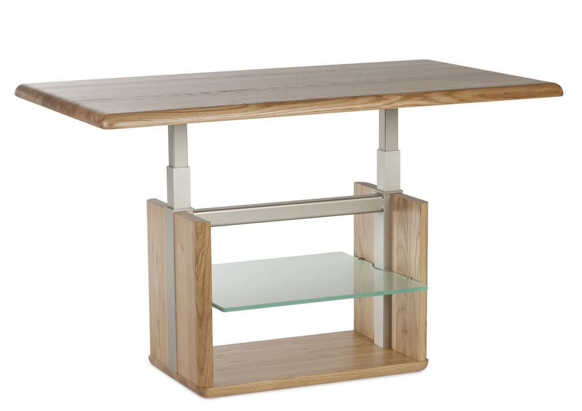 FUNKTIONSTISCH Cal höhenverstellbar 110 x 65 x 50-69 Couchtisch Massivholz Wildeiche - Braun, Holz (110/65/50cm) - 58aufmkessel
