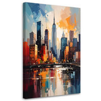 LEINWANDBILDER, Moderne Stadtsilhouette in warmen Orangetönen - Multicolor, Textil (20/30cm) - Feeby