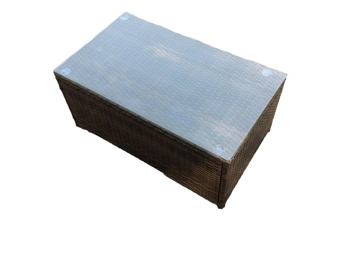 GARTENTISCH Polyrattan - Braun, Glas/Kunststoff (85/50/37cm) - Fimous