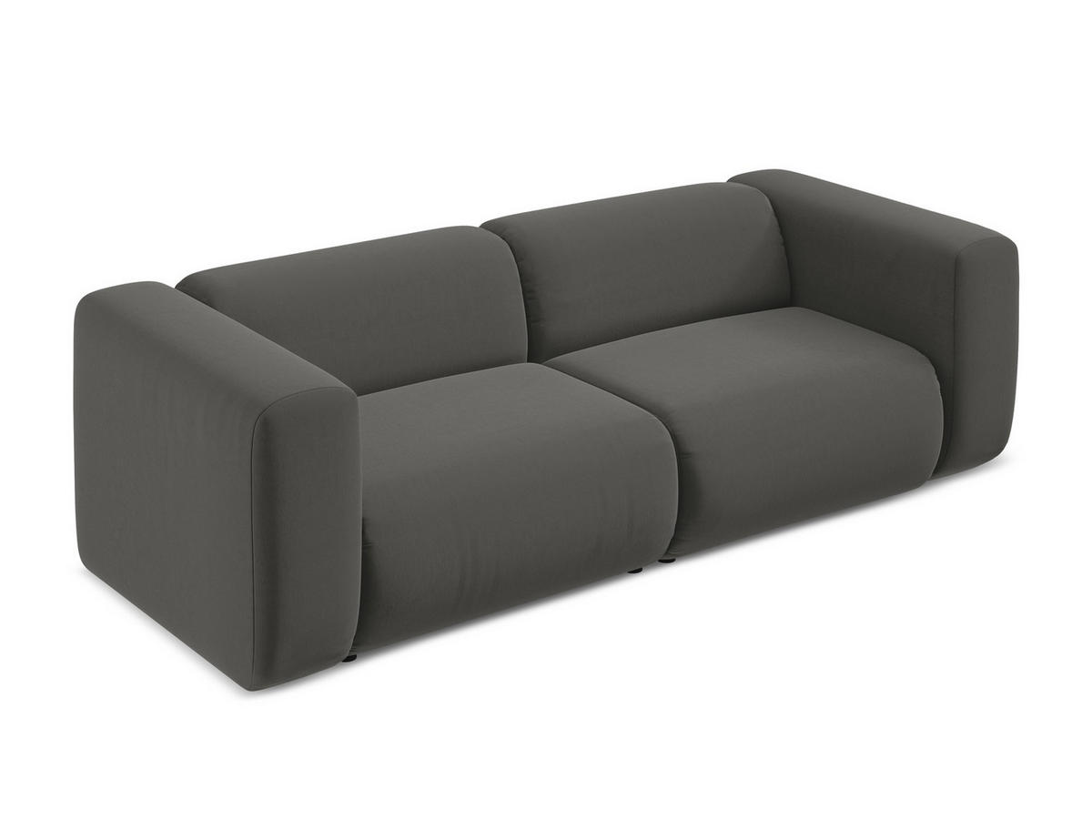 3-SITZER SOFA Samt Stoff Grau - Dunkelgrau/Schwarz, Kunststoff/Textil (228/70/89cm) - Makamii