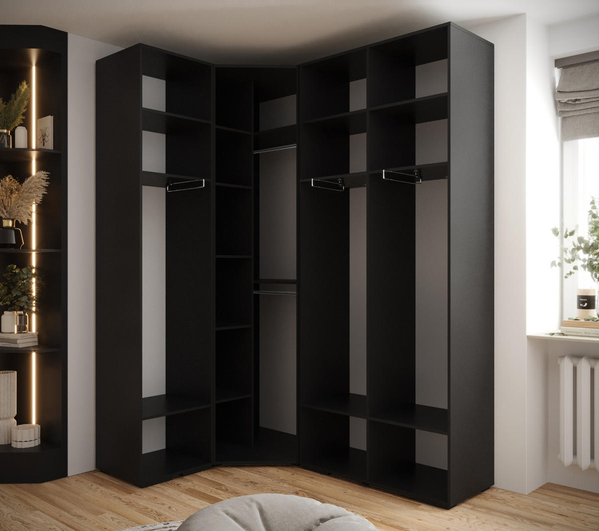 GARDEROBEN-SET 236,7/181,7/47 - Schwarz, Holz/Kunststoff (181.7/236.7/47cm) - Abiks Möbel