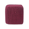 STRICK-POUF weinrot, Sitzwürfel 35/35/35 cm - Weinrot, Textil (35/35/35cm) - Homescapes