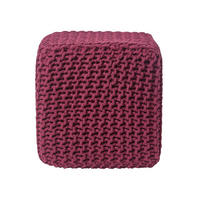 STRICK-POUF weinrot, Sitzwürfel 35/35/35 cm - Weinrot, Textil (35/35/35cm) - Homescapes