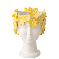 BLUMENTOPF BLUMENMÄDCHEN Weiß - Gelb, Keramik (16.5/24.5cm) - J-Line