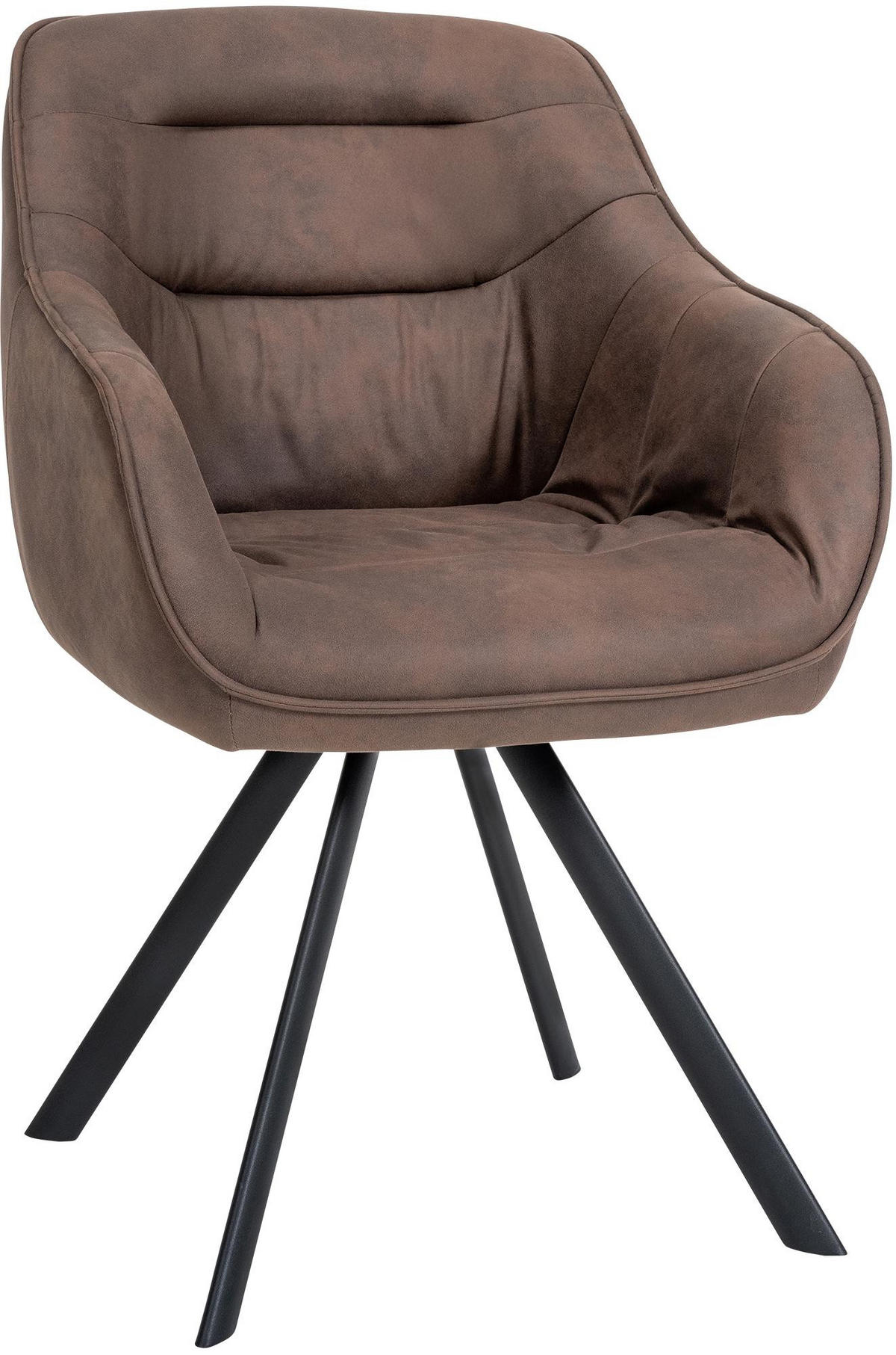 ARMLEHNENSTUHL Vintage Stoff braun - Schwarz/Braun, Textil/Metall (57/90/63cm) - CLP