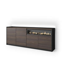 SIDEBOARD, Eiche und Schwarz, 207/37/80cm, Kamin mit Feuereffekt - Dunkelbraun, Holzwerkstoff (207/80/37cm) - Skraut Home
