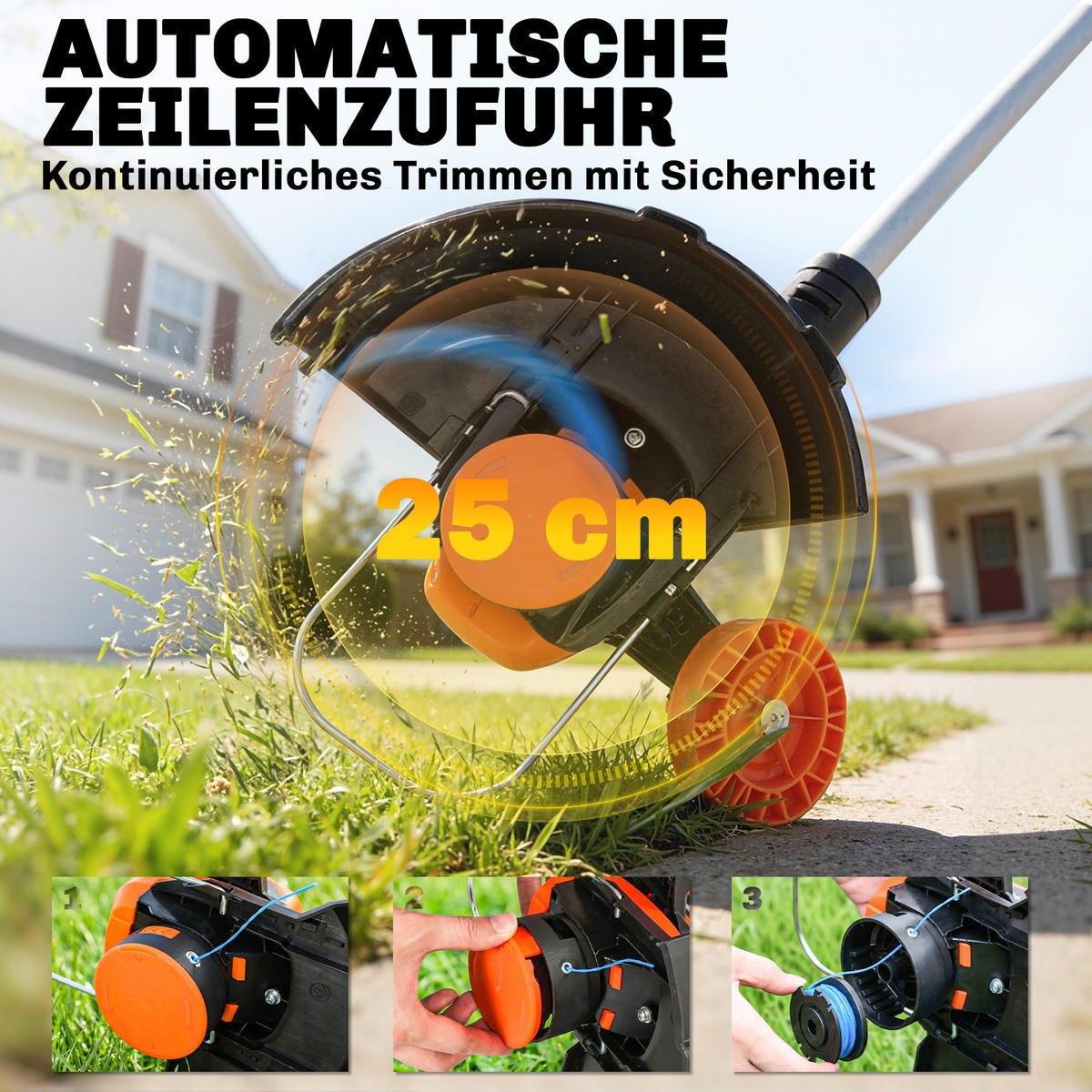 AKKU-RASENTRIMMER ABS Aluminium Orange - Orange, Kunststoff (31/18.5/93cm) - Outsunny