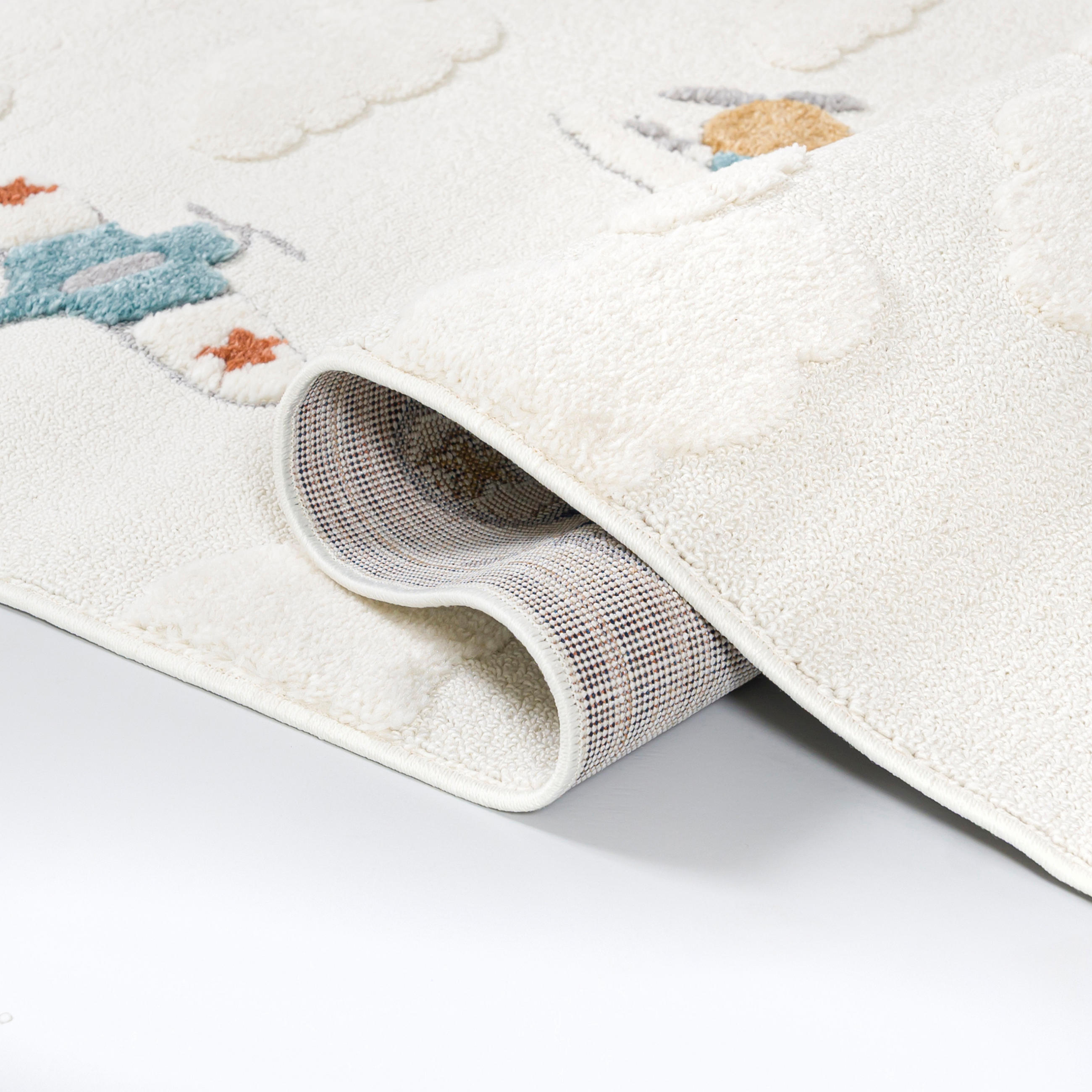 KINDERTEPPICH Beige Flugzeug - Mittelflor Rechteckig Weich 160 x 230 cm - Multicolor/Creme, Textil (160/230cm) - Mazovia