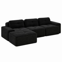 SOFA modular mit Tiefsitz Cord Black montagefrei - Schwarz, Kunststoff (177/293cm) - Meubliv