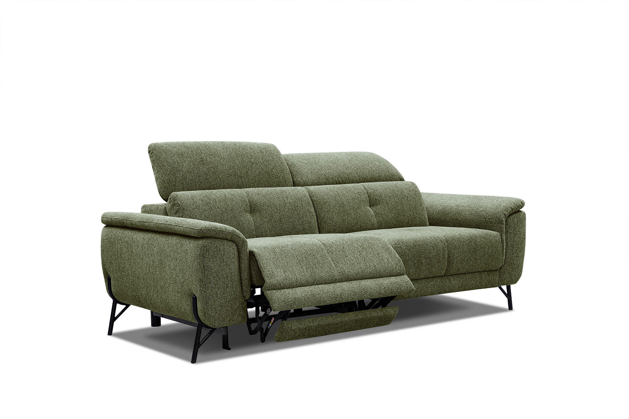 SOFA AVENA 3-Sitzer mit 1 Relaxfunktion, olivgrün - Olivgrün, Holzwerkstoff/Textil (204/80/108cm) - Courtois Laville