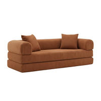 SCHLAFSOFA aus Cord in Terracotta 2-in-1 Funktion & zum Gästebett klappbar - Dunkelorange, Textil (89/59/195cm) - Urban Meuble