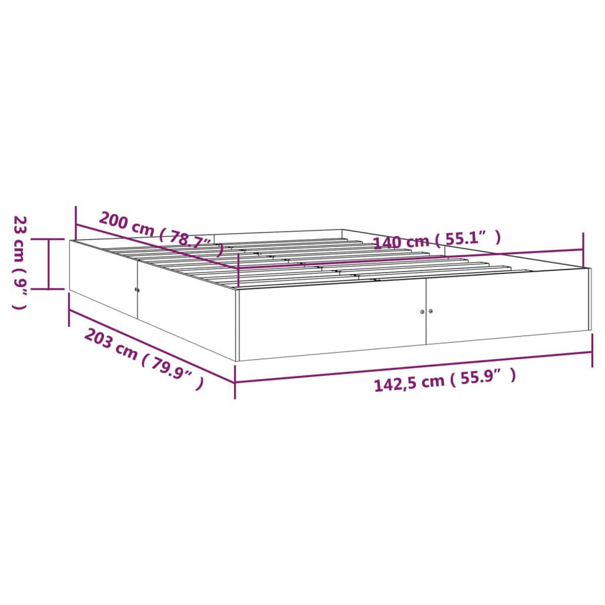 MASSIVHOLZBETT Weiss 140/200 Cm - Weiß, Naturmaterialien (140/200cm) - vidaXL