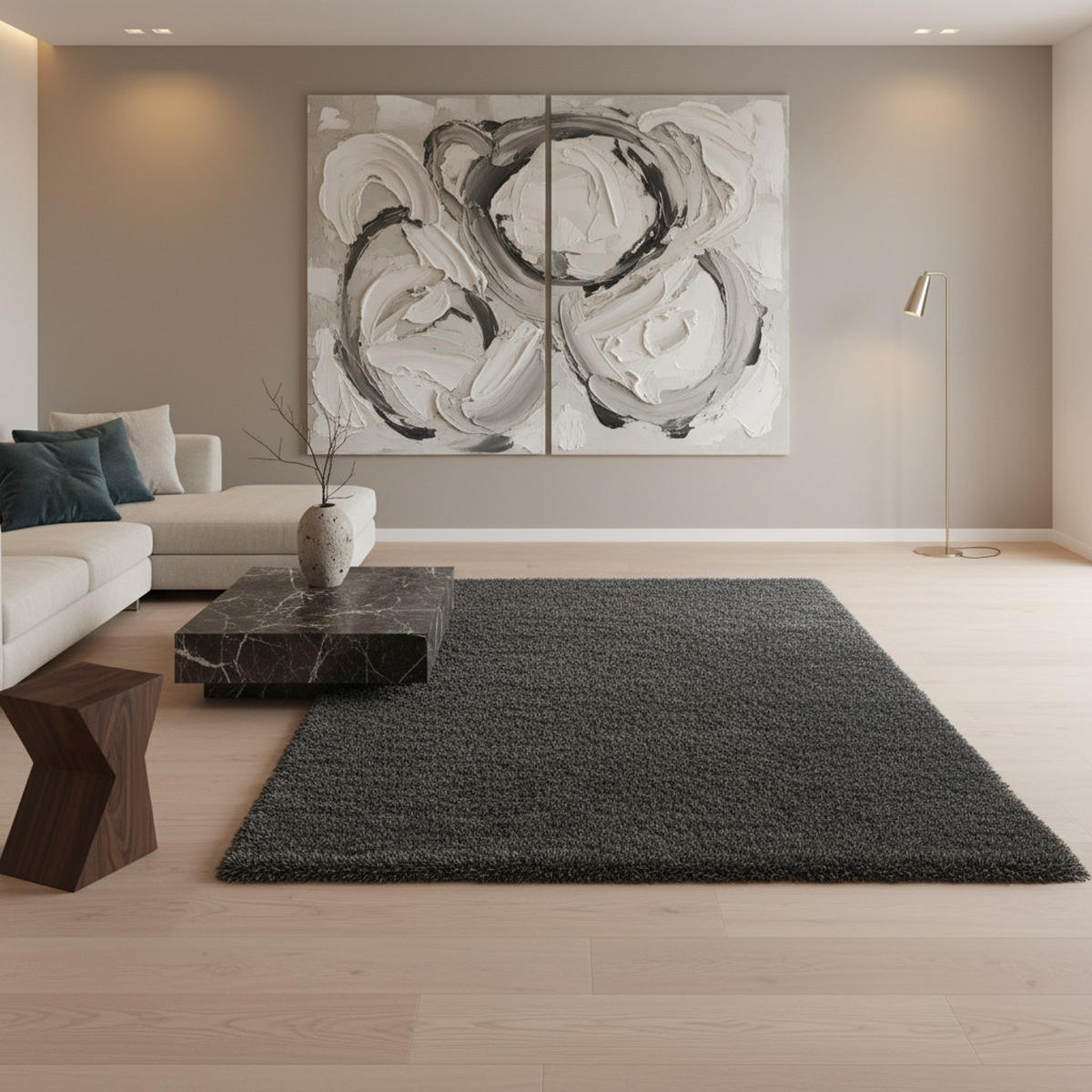 HOCHFLORTEPPICH Shaggy Uni Kuschelig Waschbar Wohnzimmer Strapazierfähig Grau 240x340 cm – SALZACH - Grau, Textil (240/340cm) - KADIMA DESIGN
