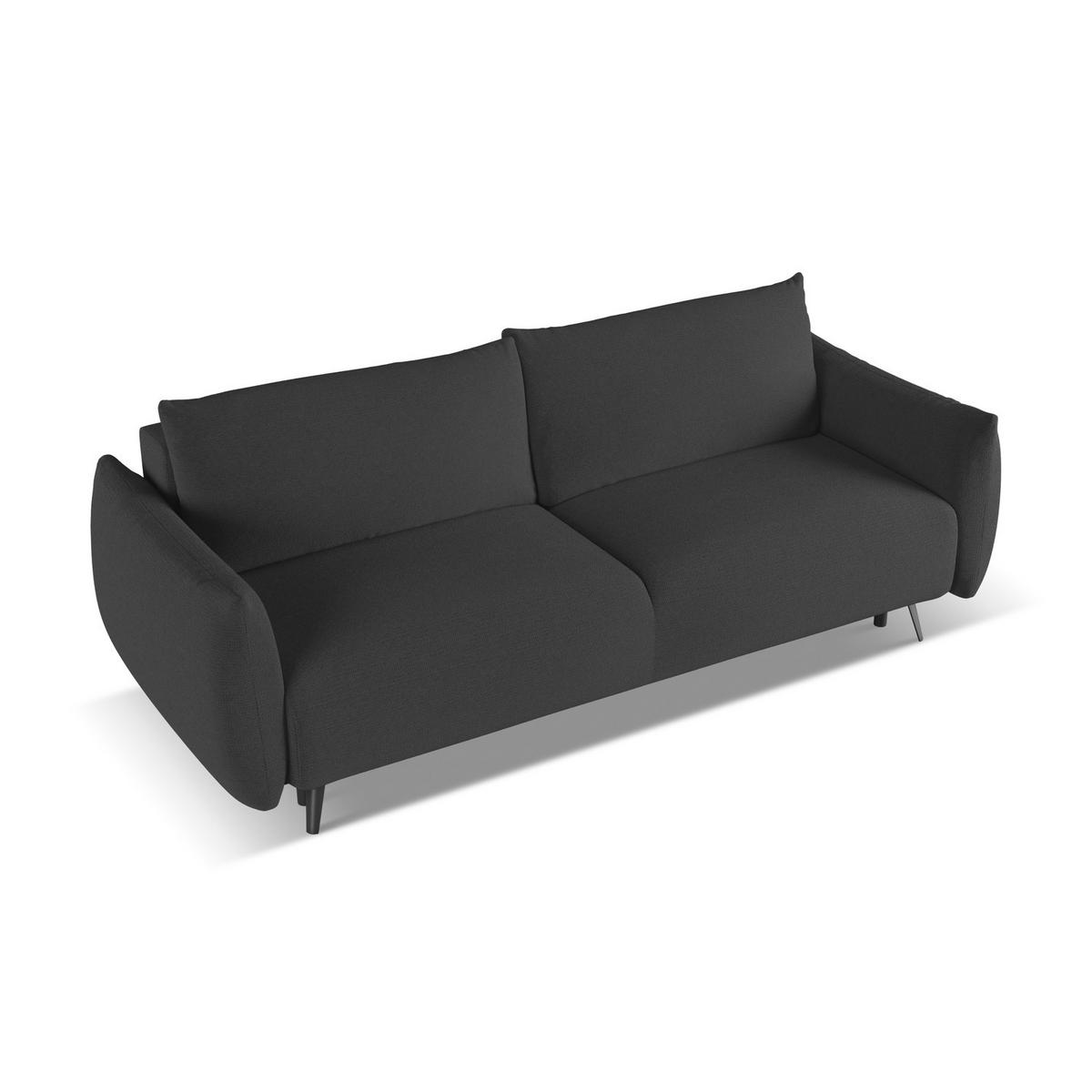 3-SITZER SOFA mit Schlaffunktion Chenille Stoff Schwarz - Anthrazit/Schwarz, Textil/Metall (230/86/105cm) - LaMiaSofa