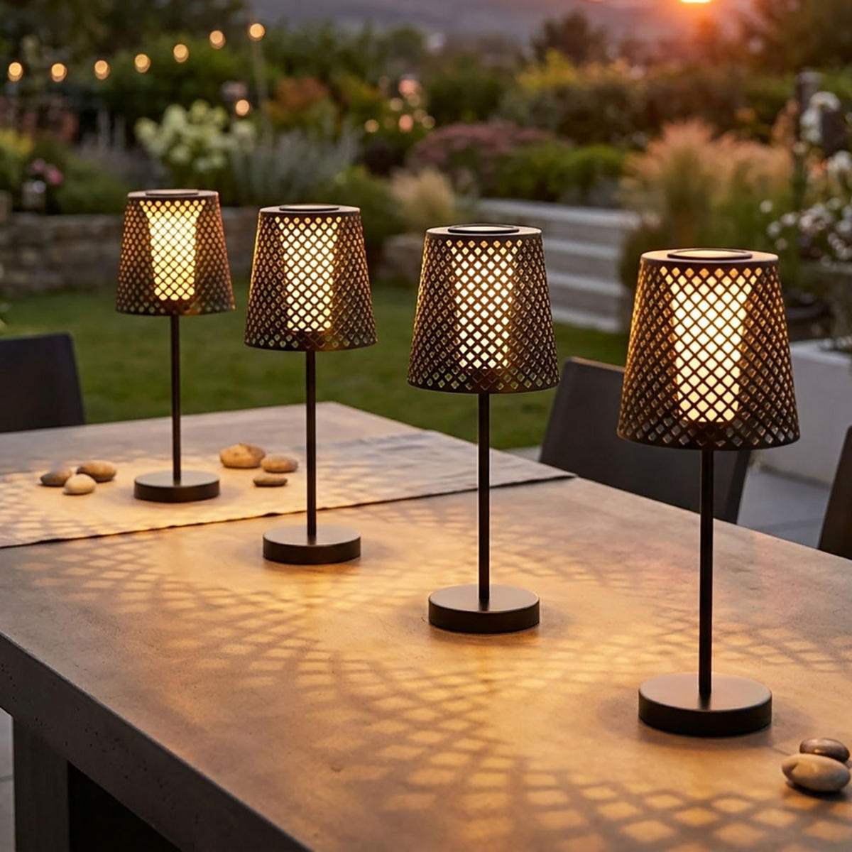 LED AUSSENLEUCHTE Metall Schwarz Loch Design 2er Set - Schwarz, Metall (18/18/50cm) - Globo Lighting