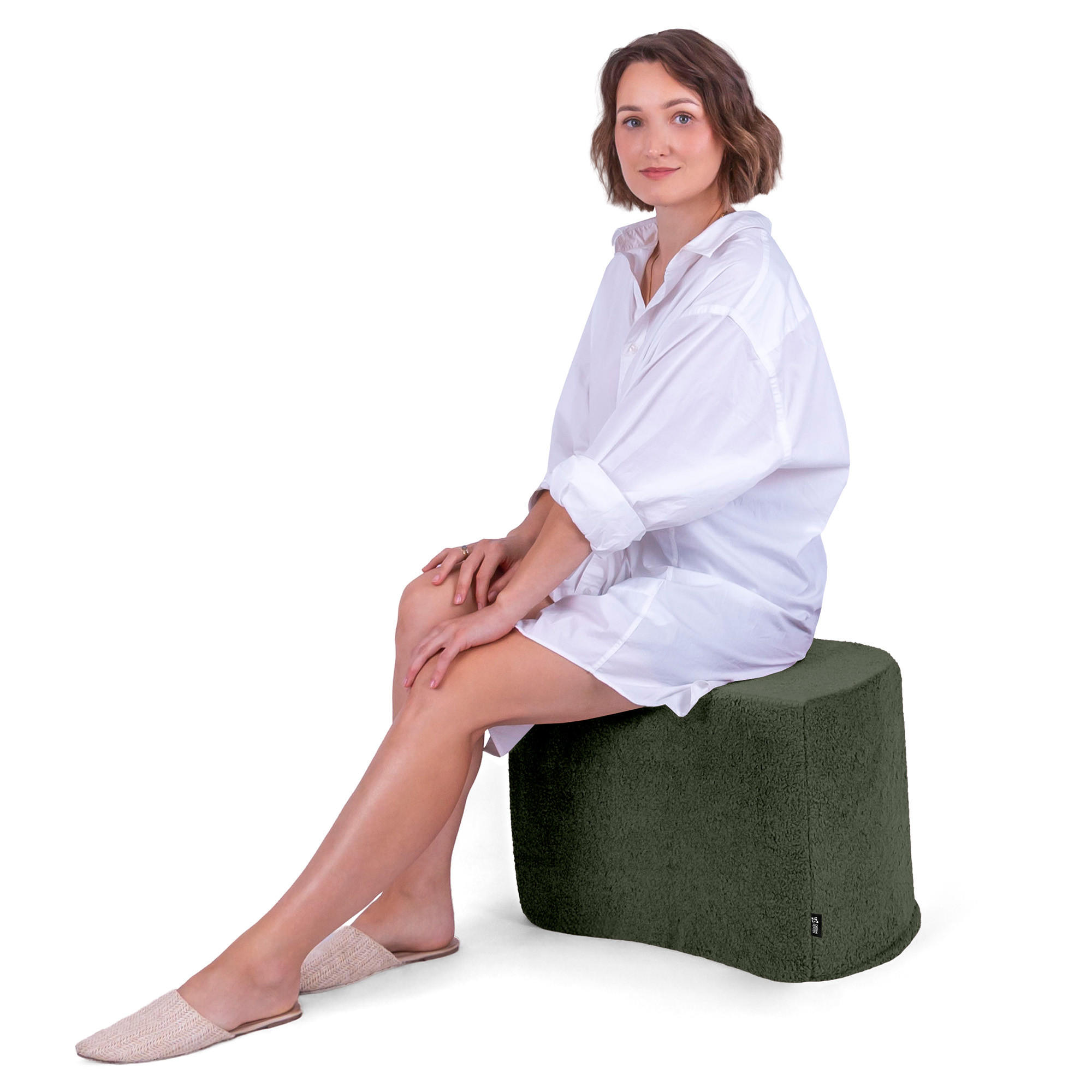 SITZSACK Halbmond 54/36/35 cm, weicher Bouclé 315 g/m², Grün - Grün, Textil (36/35/54cm) - Dreamroots