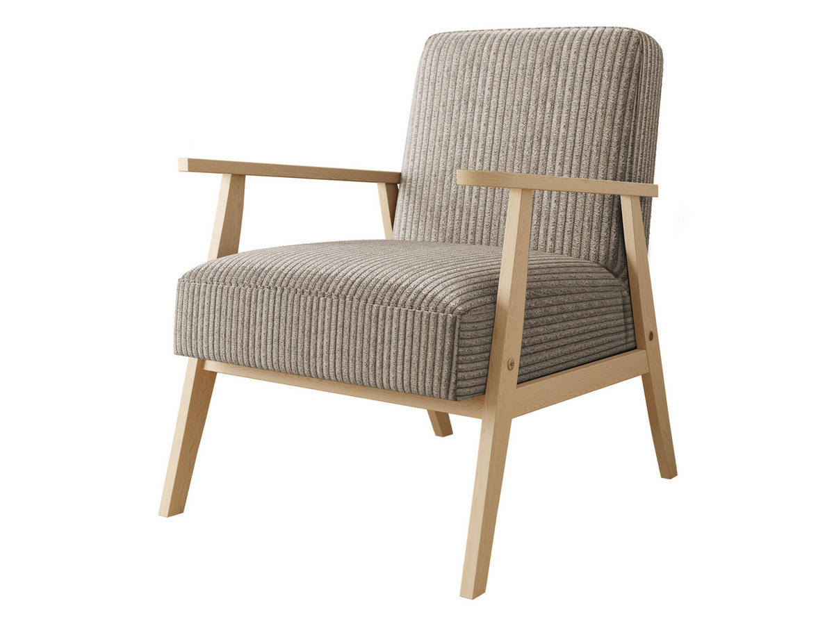 SESSEL Retro Cord - Beige/Naturfarben, Holz/Textil (59/76/67cm) - MIRJAN24