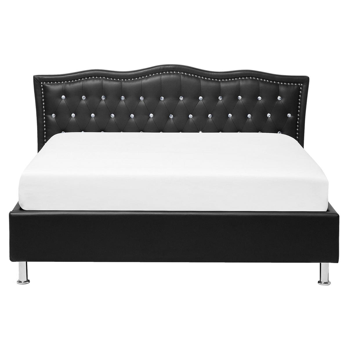 BETT 160/200cm Schwarz Metz - Schwarz, Kunststoff/Textil (160/200cm) - Beliani