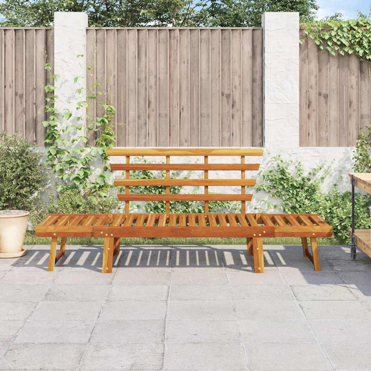 GARTENBANK 2-in-1 190 cm Massivholz Akazie - Braun, Holz (190/68/190cm) - furnicato
