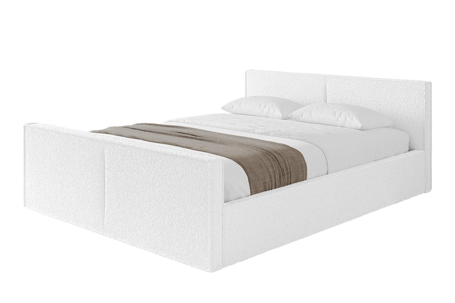 POLSTERBETT mit Bettkasten, Fußteil und Lattenrost, Boxbett mit Matratze H3/H4 - EMMI-Z-V1 140x200 Weiß - Weiß, Holzwerkstoff/Textil (140/200cm) - ALTDECOR