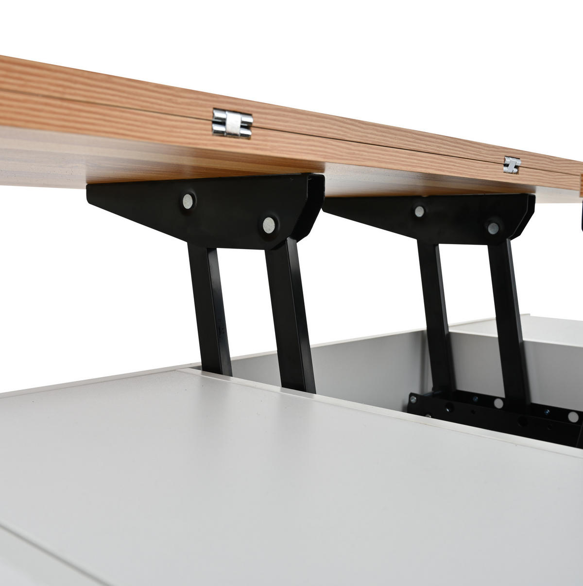 COUCHTISCH 100/50/52 cm weiß mit 4 Rollen und 4 Schubladen höhenverstellbar - Weiß, Holzwerkstoff (100/50/52cm) - OKWISH