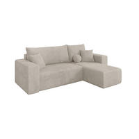 ROHOVÁ SEDAČKA s funkcí spaní, otoman vpravo SENO-L 249x139x85 krémová manšestr - černá/krémová, kompozitní dřevo/textil (249/139cm) - ALTDECOR