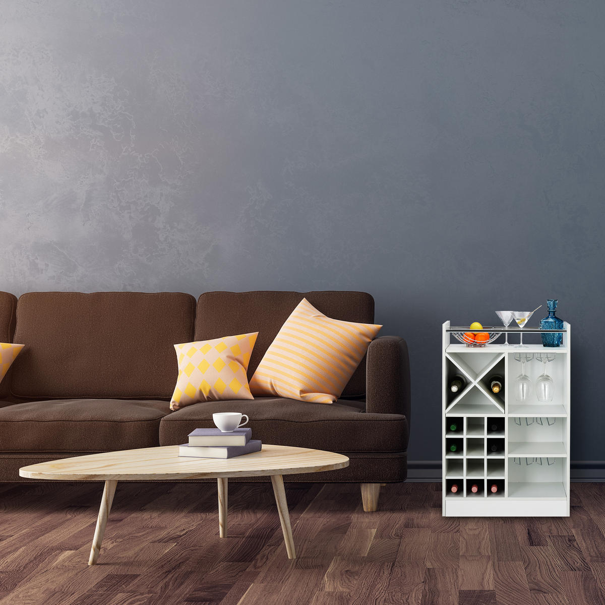WEINREGAL - Weiß, Holzwerkstoff (63/96/35cm) - Relaxdays