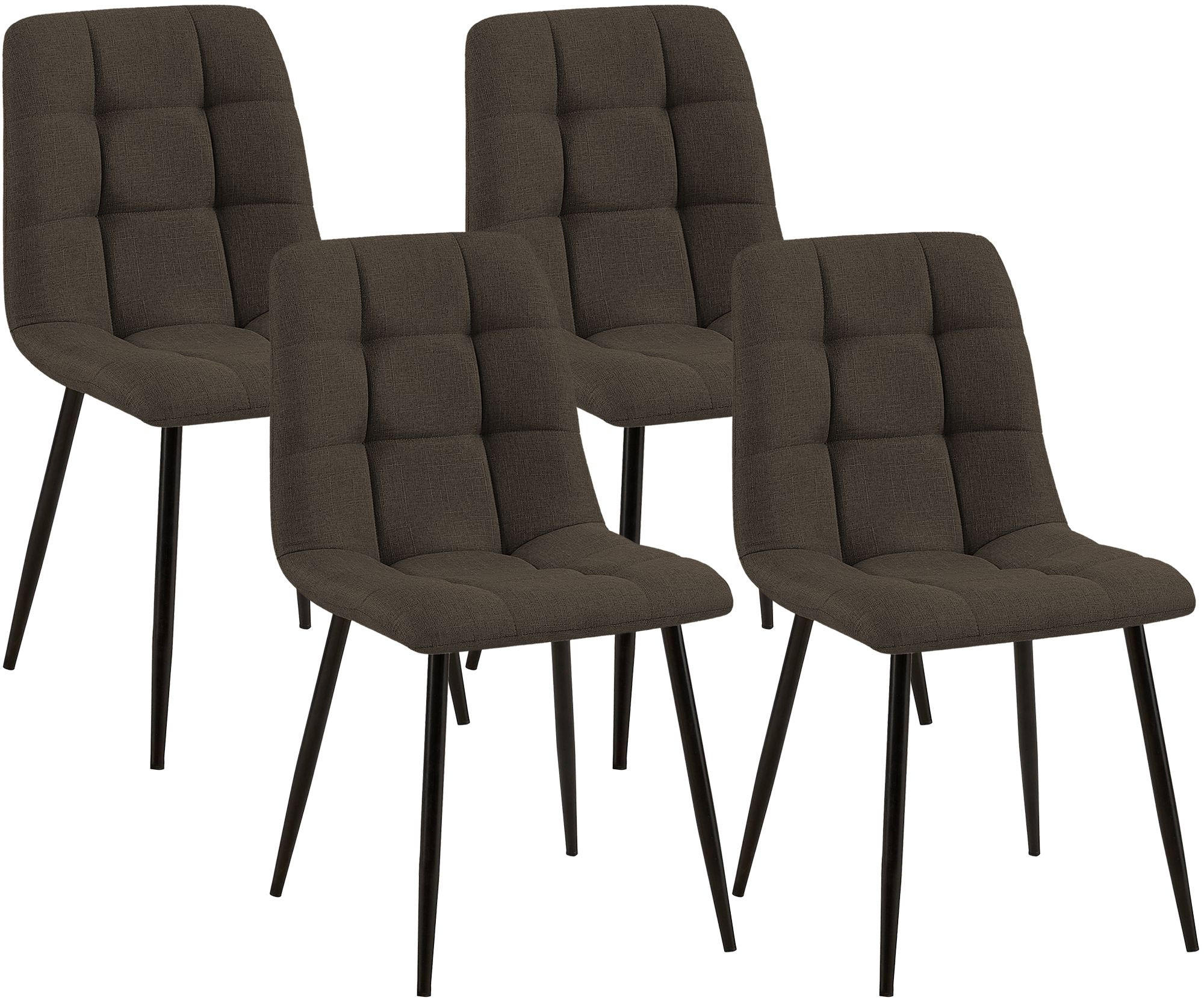 STUHL 4er Set Stoff Braun - Schwarz/Braun, Textil/Metall (45/84/55cm) - CLP