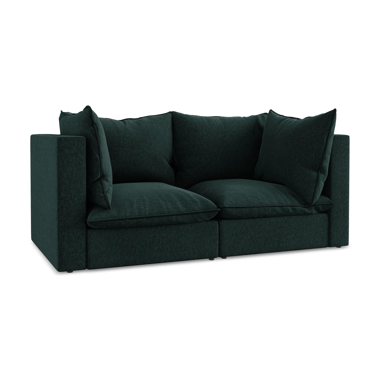 2-SITZER SOFA Samt Stoff Grün - Schwarz/Olivgrün, Holzwerkstoff/Kunststoff (180/77/90cm) - LaMiaSofa