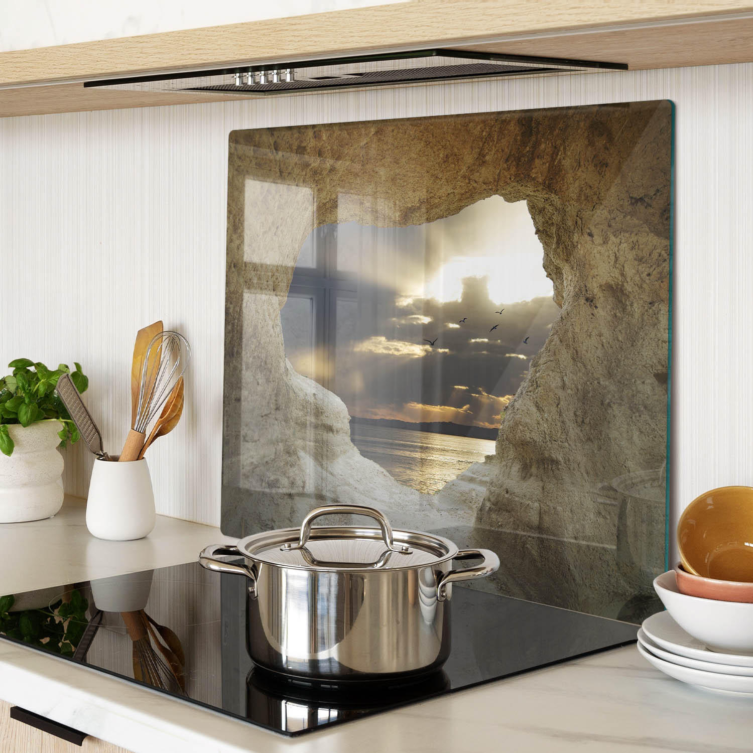 GLASPLATTE 60x52 cm Meereshöhle - Beige, Glas (60/0.4/52cm) - TULUP