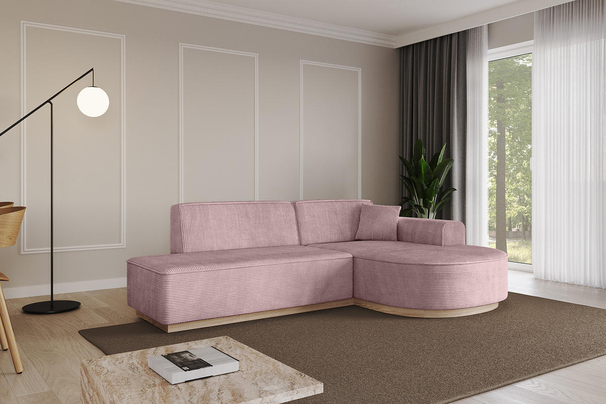 ECKSOFA Ottomane Rechts ARRIO-L1 - 243x171x83 cm Rosa - Rosa, Holzwerkstoff/Textil (243/171cm) - ALTDECOR