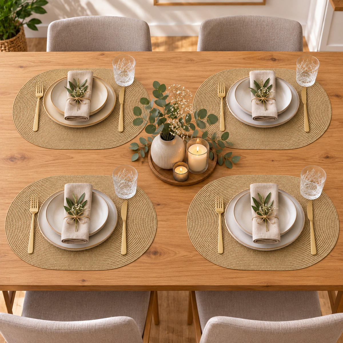 PLATZSET 4er Set Polypro Caramel 45/30 cm - Braun, Textil (30/45cm) - TiborTex