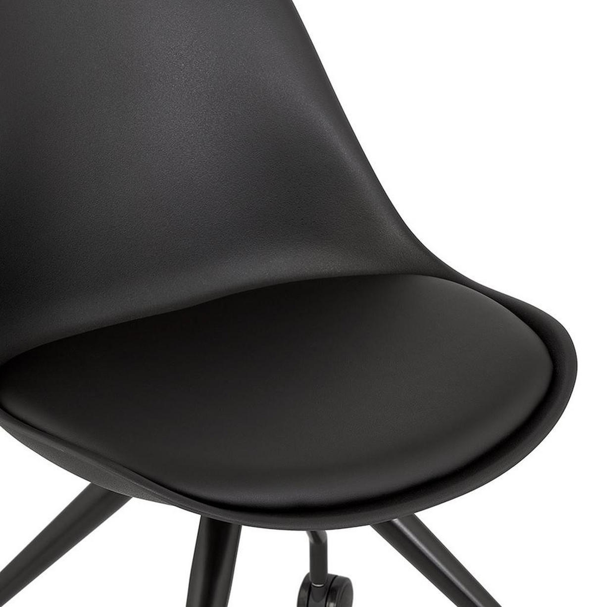 BÜROSTUHL Kunststoff ergonomisch mit Rollen und Drehfunktion GALORO, Schwarz 60x60x92 cm - Schwarz, Kunststoff/Metall (60/92/60cm) - KADIMA DESIGN