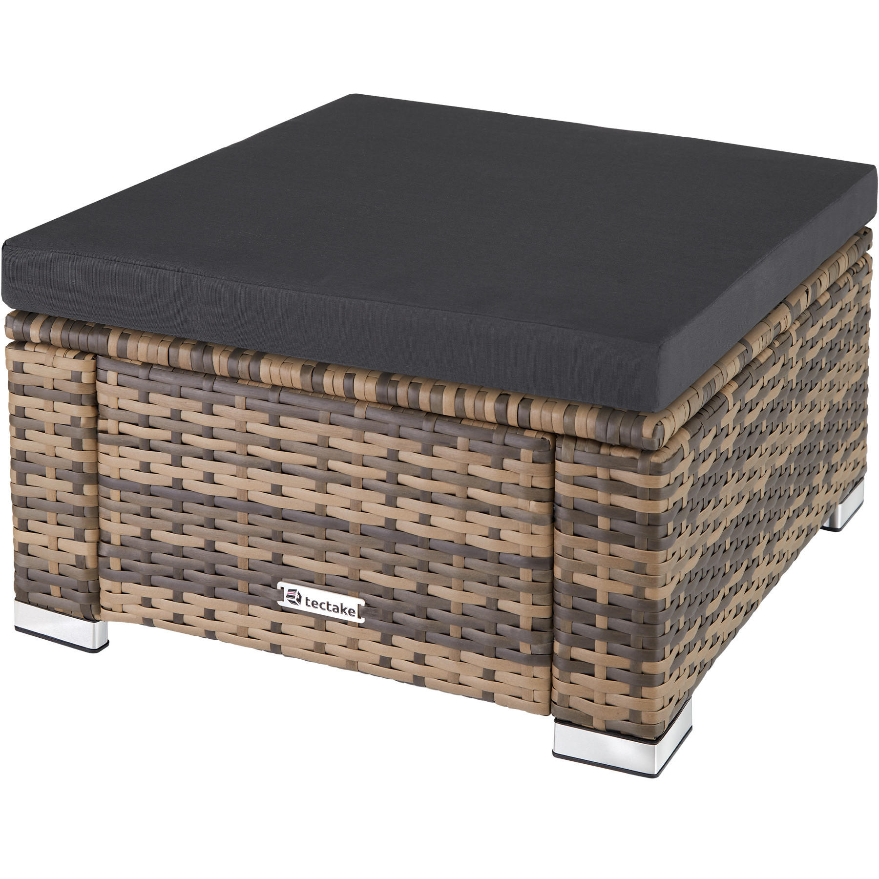 RATTAN-SITZHOCKER Bitonto,53 x 53 x 26 cm,natur - Naturfarben, Kunststoff (53/26/53cm) - tectake