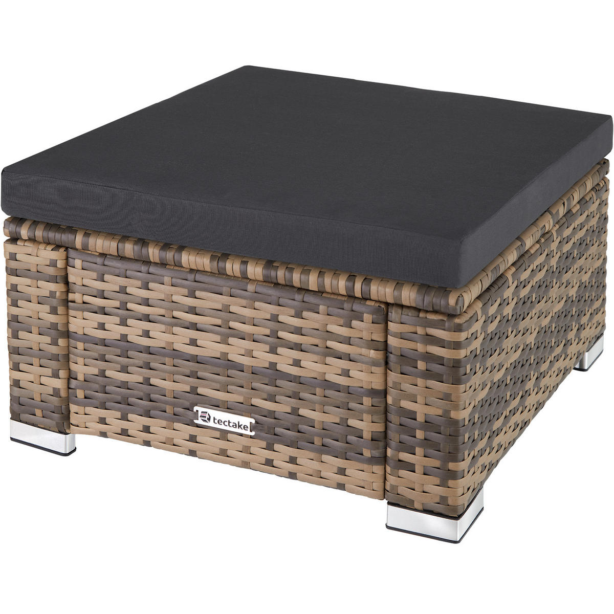 RATTAN-SITZHOCKER Bitonto,53 x 53 x 26 cm,natur - Naturfarben, Kunststoff (53/26/53cm) - tectake