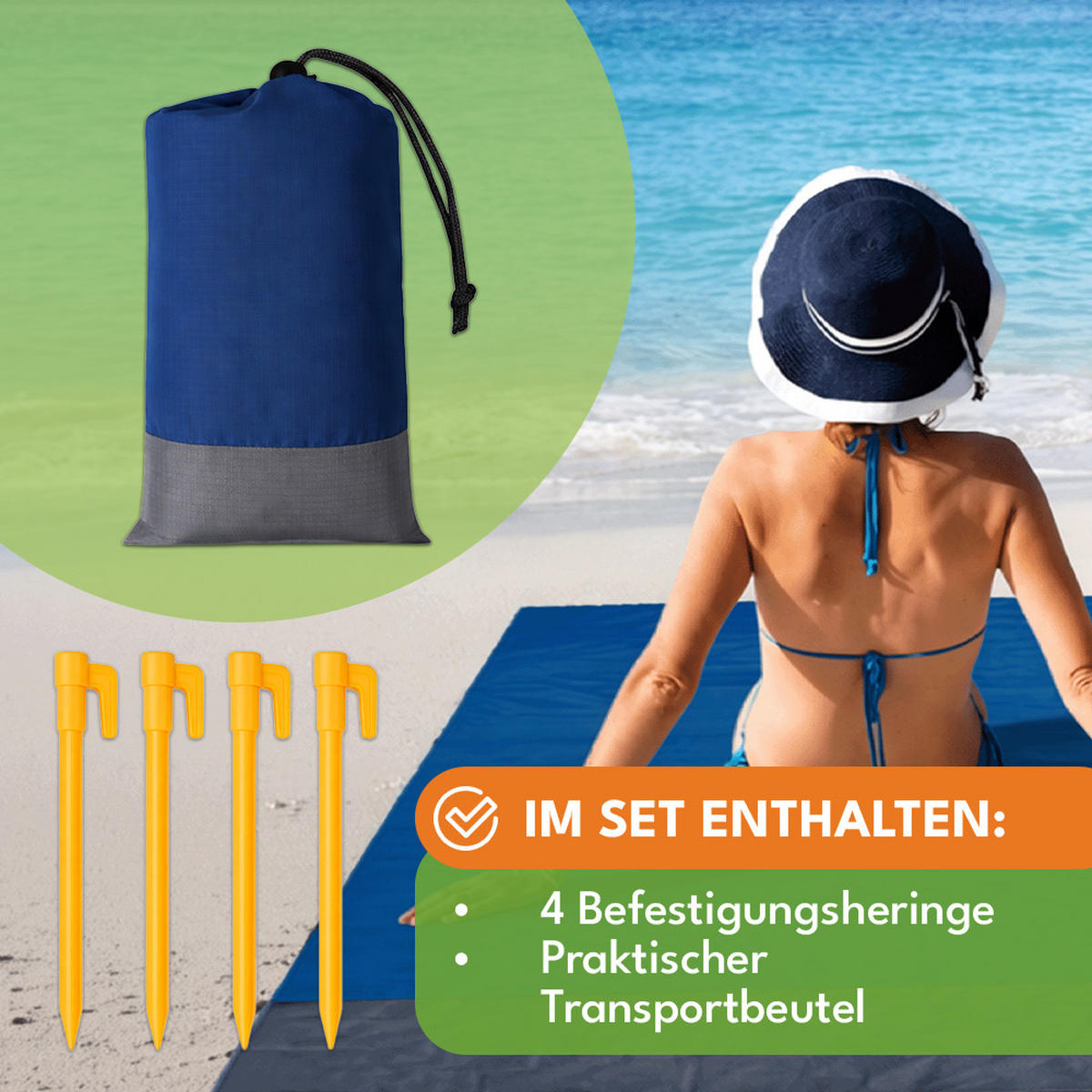 PICKNICKDECKE Wasserdicht 210x200cm, Dunkelblau - Dunkelblau, Textil (200/210cm) - KRUMAD