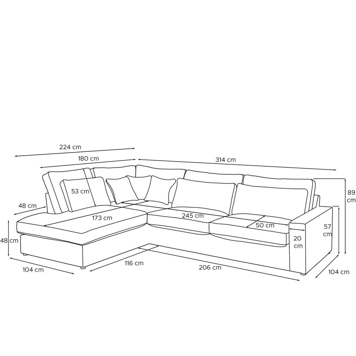 ECKSOFA LINKS IMPERA Modern 4/5 Sitzer, Grau - Grau, Textil (314/224cm) - KONSIMO®