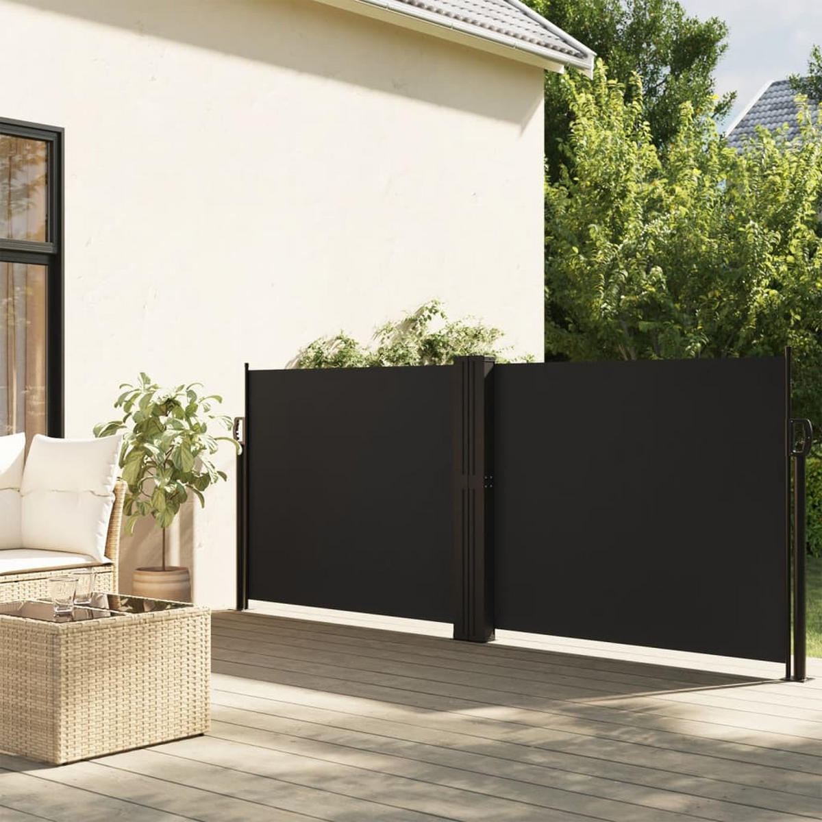 SEITENMARKISE Ausziehbar Schwarz 120x1200 cm - Schwarz, Textil (1200/120/1200cm) - furnicato