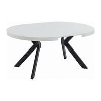 ESSTISCH - ausziehbar - 4 bis 8 Personen - MDF & Stahl - Weiß lackiert & Schwarz - KOMONI - Schwarz/Weiß, Holz (120/220/76cm) - Vente-Unique