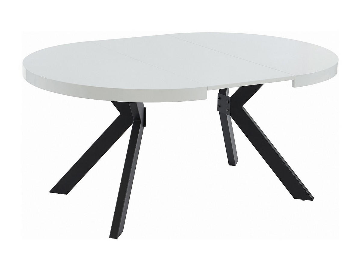 ESSTISCH - ausziehbar - 4 bis 8 Personen - MDF & Stahl - Weiß lackiert & Schwarz - KOMONI - Schwarz/Weiß, Holz (120/220/76cm) - Vente-Unique