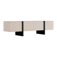TV-MÖBEL mit 4 Türen - MDF - Beige & Schwarz - LUVONIA - Beige, Holz (180/50/45cm) - Vente-Unique