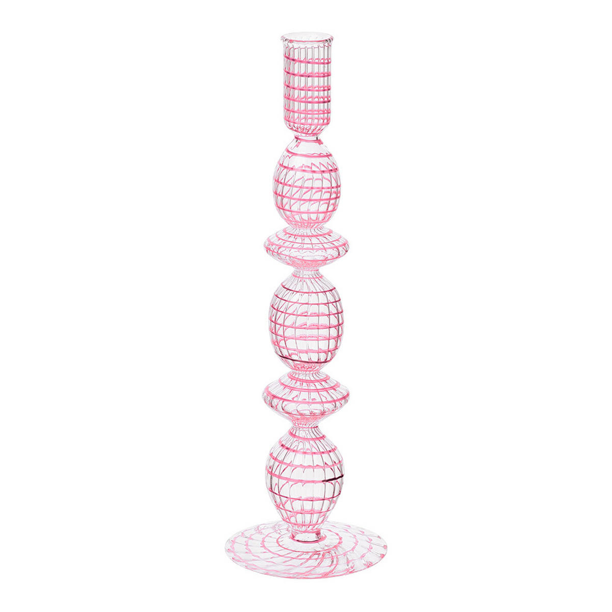 KERZENHALTER Glass wirbel rosa l 28 cm - Rosa, Glas (8.89/27.94/8.89cm) - Pip Studio
